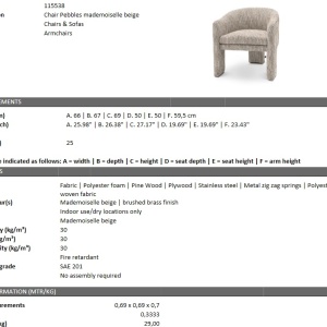 Scaun design LUX Pebbles, bej mademoiselle 115538 HZ - Img 7