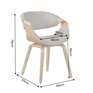 Scaun design scandinav, Lemn de frasin, textil gri texturat ORGANIC - Img 9