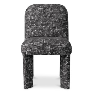 Scaun dining tapitat LUX Magnus, Solent alb cu negru - Img 3