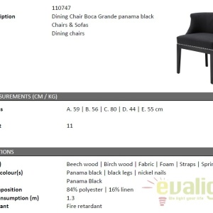 Scaun elegant design LUX, tapiterie tesatura panama Boca Grande negru 110747 HZ - Img 3
