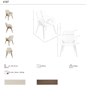 Scaun modern design italian, Lemn, Tesatura, Beige - Img 6
