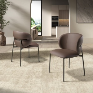 Scaun modern design italian, Piele Sintetica Maro - Img 6