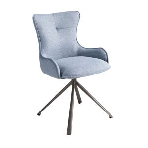 Scaun modern pivotant din material textil albastru
