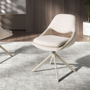 Scaun modern pivotant material textil Off-white and cream