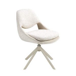 Scaun modern pivotant material textil Off-white and cream - Img 10