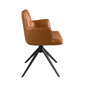Scaun pivotant design LUX, Piele sintetica, Cognac brown - Img 4
