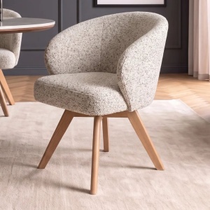 Scaun pivotant lemn de stejar, material texturat WALKURE