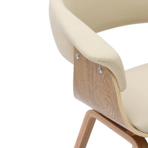 Scaun retro imitatie piele bej crem, lemn furniruit ORGANIC - Img 7