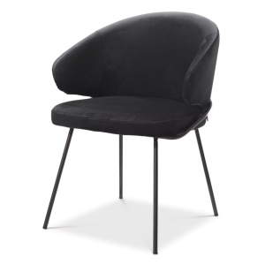 Scaun tapitat design LUX Kinley, catifea roche neagra 115877 HZ
