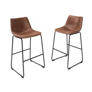 Set 2 scaune de bar cu tapiterie din microfibra Django maro vintage