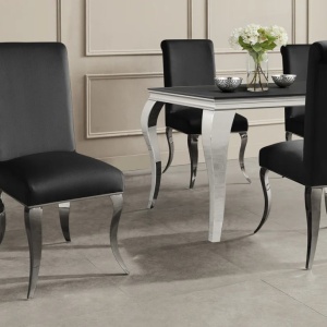 Set 2 scaune Modern Barock, argintiu/ catifea neagra - Img 3