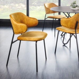 Set 2 scaune stil modern Tracy Alpine, catifea galben mustar - Img 6
