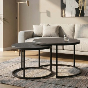 Set de 2 masute cu blat ceramic gri ELEGANCE 75cm