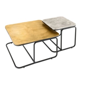 Set de 2 masute de cafea Abstract auriu/ argintiu A-43515 VC