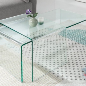 Set de 2 masute moderne din sticla transparenta Fantome - Img 2