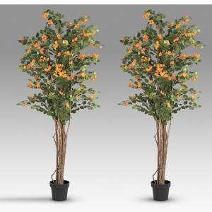 Set de 2 plante artificiale, Bougainvillea portocaliu H-180cm