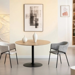 Set de 2 scaune aspect retro, Metal Negru, Chenille Bej, NOBLESSE A-47578 VC - Img 5