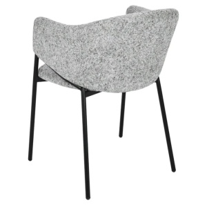 Set de 2 scaune aspect retro, Metal Negru, Chenille Gri, NOBLESSE A-47577 VC - Img 7