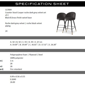 Set de 2 scaune de bar pivotante, design LUX, Counter Stool Cooper gri inchis - Img 7
