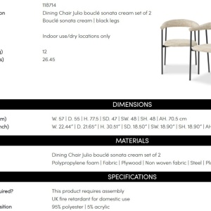 Set de 2 scaune design LUX Julio, Boucle sonata cream - Img 10