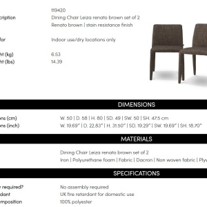 Set de 2 scaune elegante design LUX Leiza, Renato brown - Img 12