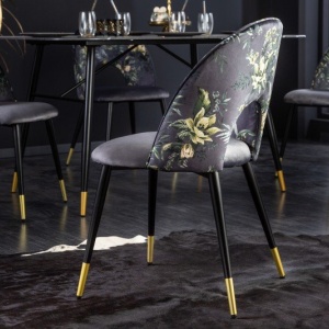 Set de 2 scaune moderne tapitate cu model floral Boutique gri - Img 5