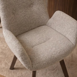 Set de 2 scaune pivotante, Lemn de stejar, textil boucle taupe BALTIC - Img 4