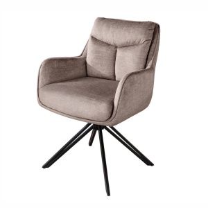 Set de 2 scaune pivotante, metal negru, catifea taupe, PROMETHEUS