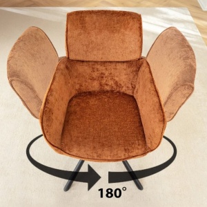 Set de 2 scaune pivotante, Metal Negru, Chenille Maro, UNIQUE A-46319 VC - Img 7