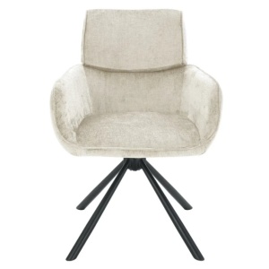 Set de 2 scaune pivotante, Metal Negru, Chenille Sampanie, UNIQUE A-46322 VC - Img 2