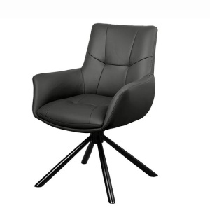 Set de 2 scaune pivotante SIGNATURE piele naturala neagra