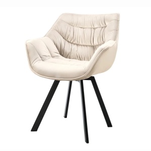 Set de 2 scaune pivotante The Dutch Retro, catifea sampanie bej