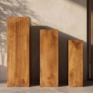 Set de 3 coloane decorative Makassar, lemn de mango