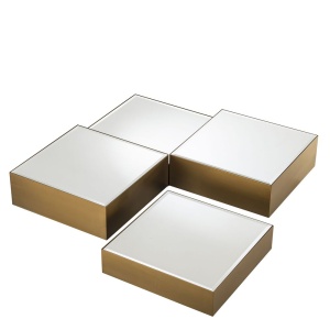 Set de 4 masute de cafea design LUX Esposito, alama periata 114369 HZ - Img 3