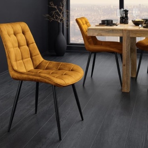 Set de 4 scaune ROADSTAR catifea galben mustar - Img 2