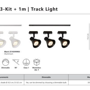 Set, Sina 1 metru Nordlux Link cu 3 Spoturi directionabil Eik alb 167089 universul-luminii.ro