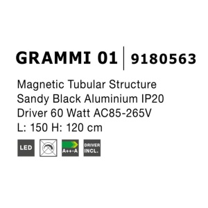 Sistem tubular magnetic-decorativ GRAMMI 01, L-150cm NVL-9180563 79979 universul-luminii.ro