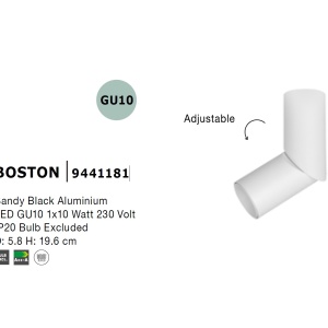 Spot aplicat ajustabil design modern BOSTON negru 85369 universul-luminii.ro