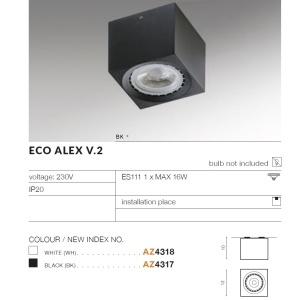 Spot aplicat de tavan/plafon ECO ALEX V2 alb - Img 3