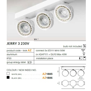 Spot aplicat directionabil JERRY 3 alb ZZ AZ1885 - Img 3