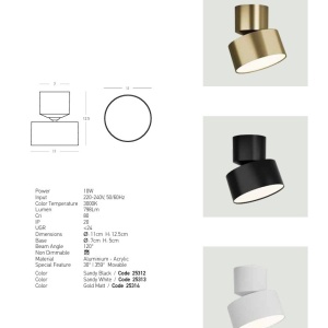 Spot aplicat LED 10W, directionabil, auriu mat - Img 3