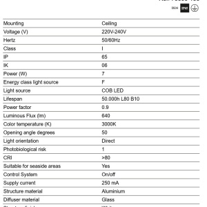Spot aplicat LED 3000K IP65 PUK 76 alb - Img 4