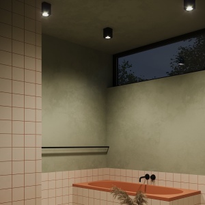 Spot aplicat, plafoniera pentru baie design modern IP65 Zoom negru 9x9cm 44009 universul-luminii.ro
