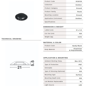Spot aplicat sol/ perete exterior IP67, LED 6W 2700K, IK10 ROUTE - Img 5