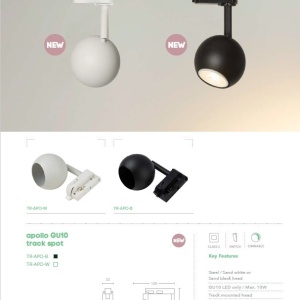 Spot directionabil pentru sina Track Project Collection, Apollo alb - Img 6