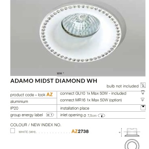 Spot incastrat tavan/plafon ADAMO MIDST DIAMOND WH 62639 universul-luminii.ro