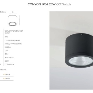 Spot LED aplicat de exterior IP54 CONYON 25W CCT SWITCH 124649 universul-luminii.ro