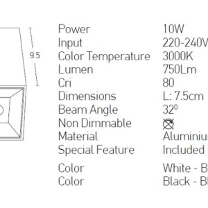 Spot LED aplicat design modern Lidu 7,5x7,5cm - Img 2