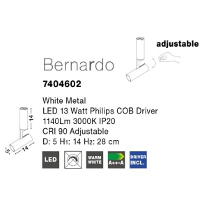 Spot LED aplicat, directionabil BERNARDO alb NVL-7404602 - Img 2