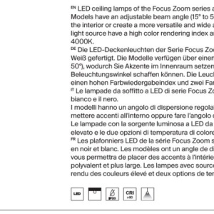 Spot LED aplicat directionabil Focus Zoom 4000K negru 227989 universul-luminii.ro